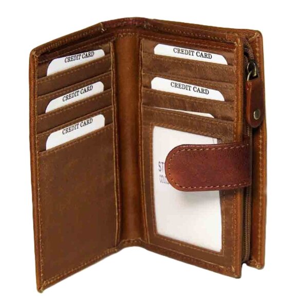 Rowallan of Scotland Tan Cognac Leather Wallet Multicompartment Unisex Bifold - Picture 3 of 4